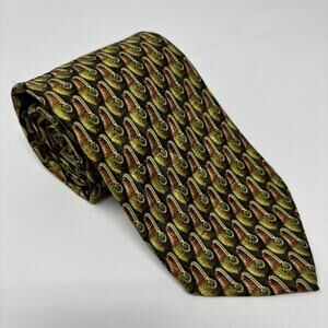 Ermenegildo Zegna Green Red Vase Patterned Exclusive Design 58"x3.5" Silk Tie